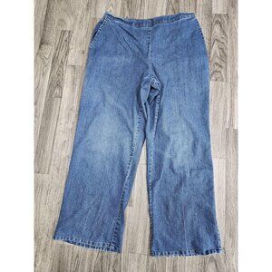 (3/$35) Alfred Dunner Womens 10 Blue Elastic Waist Pull On Casual Denim Soft